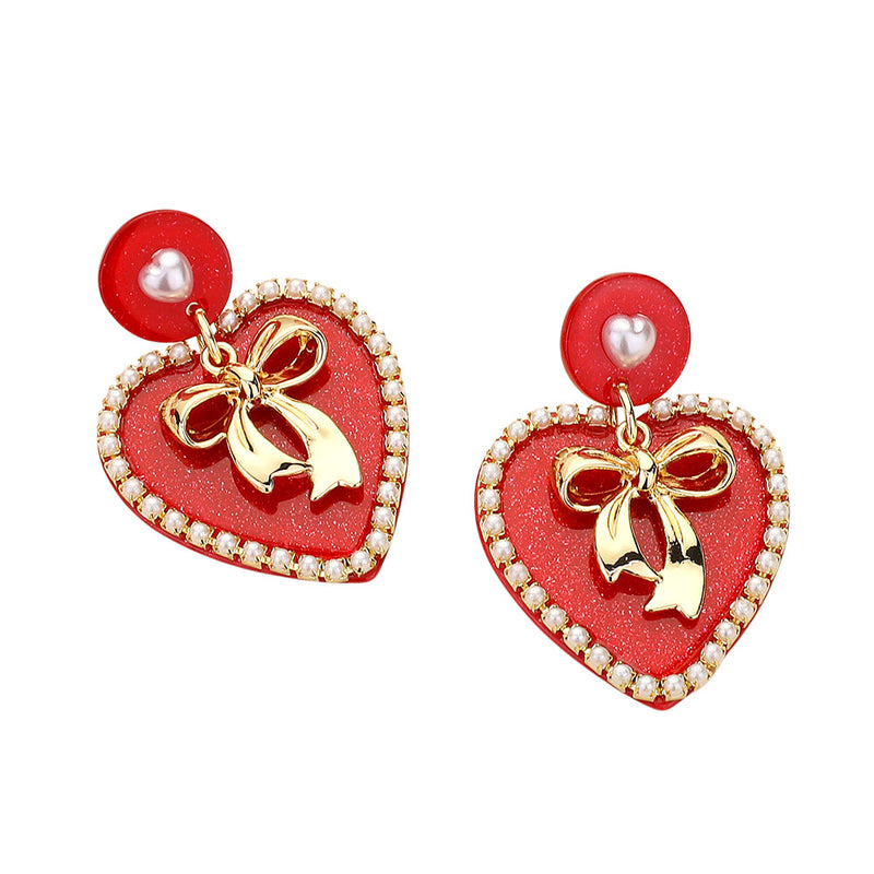 WONA EARRING BOW PEARL HRT