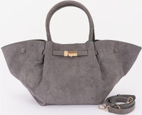 GOLD BUCKLE SUEDE FEEL TOTE BAG