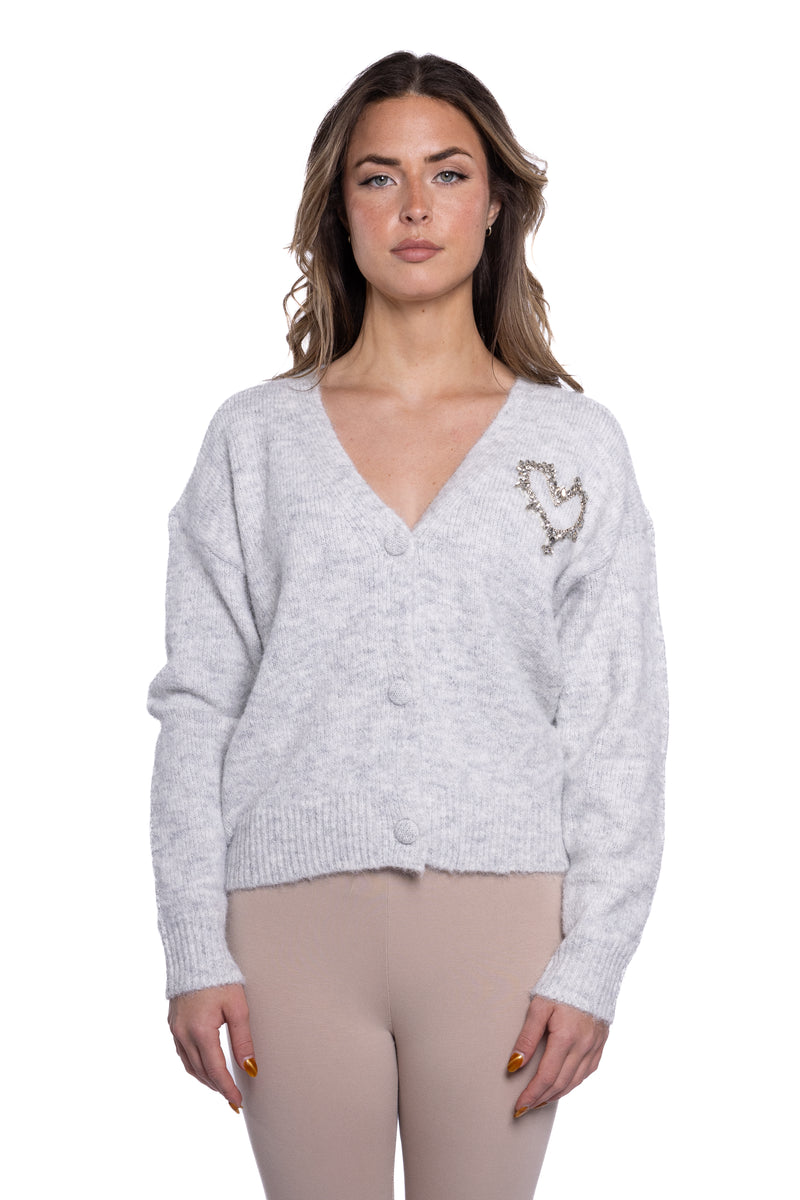 ETERNELLE RHINESTONE HEART SWEATER