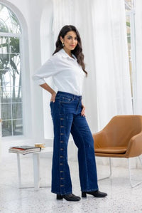 ORANGE PANT DENIM SIDE BUTTON FLORENCE
