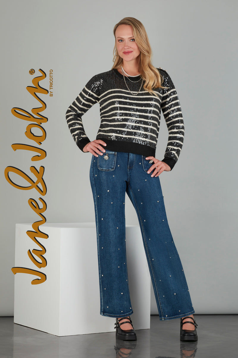 JANE & JOHN SEQUIN STRIPE SWEATER