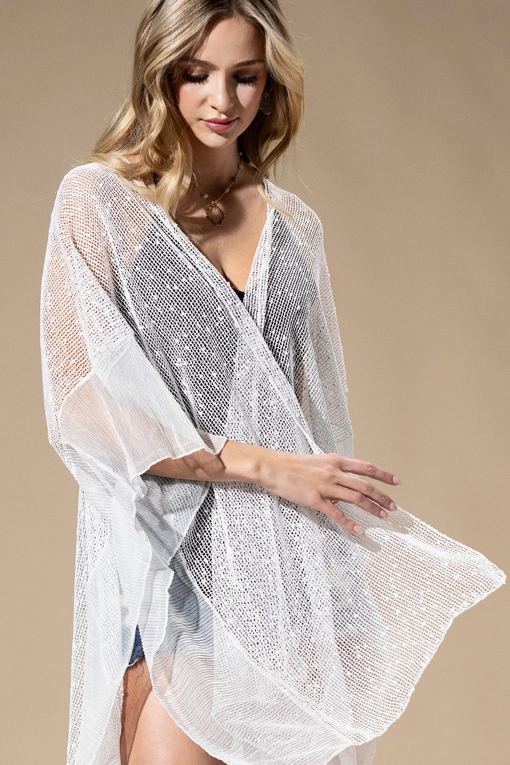 EMBELLISHED SEQUIN KIMONO