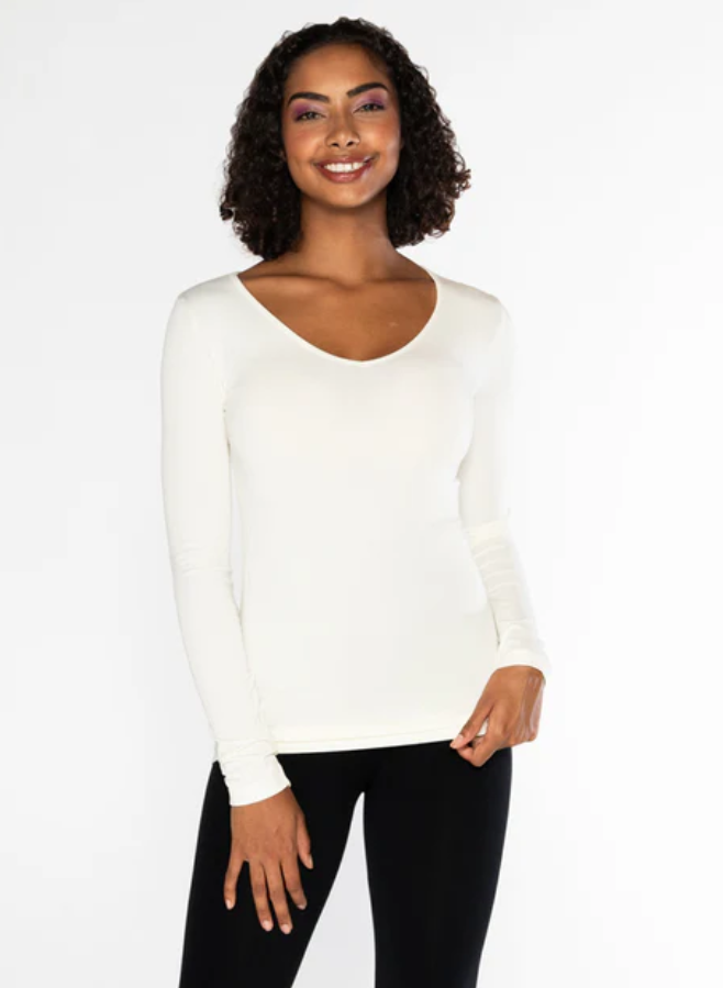 LONG SLEEVE VNECK BAMBOO TOP