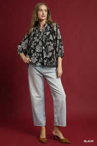UM BLOUSE 2TONE FLORAL