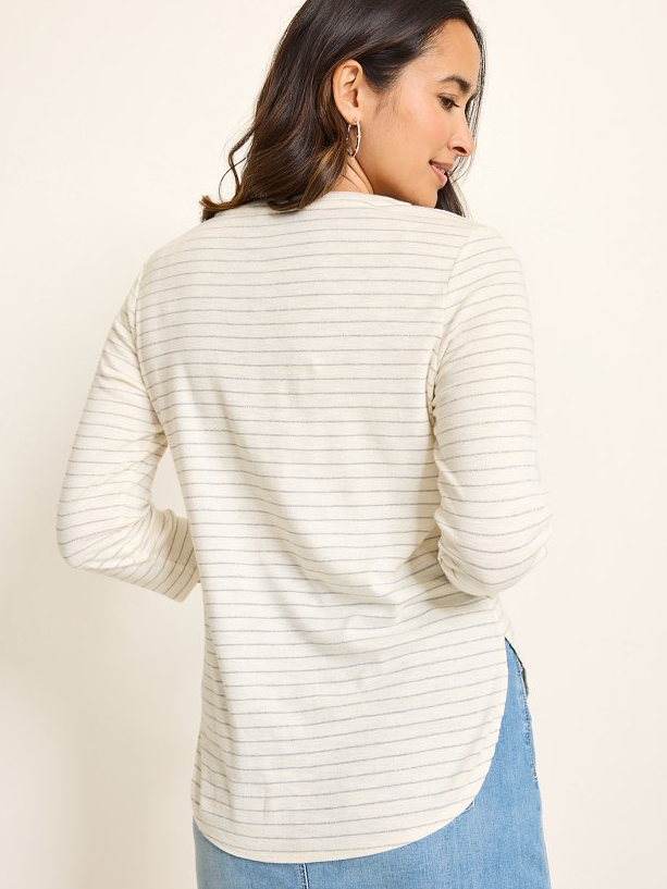 TOMMY BAHAMA 3/4 SLEEVE METALIC STRIPE TOP