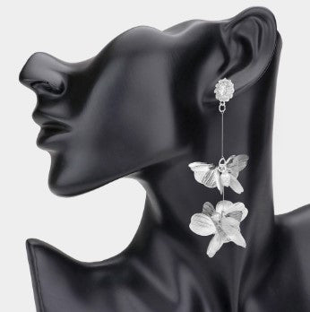 WONA EARR DBL FLORAL CUTOUT DROP