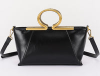 VEGAN LEATHER METAL HANDLE BAG