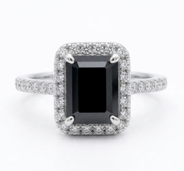 EVERSHINE RING EMERALD CUT STONE PAVE