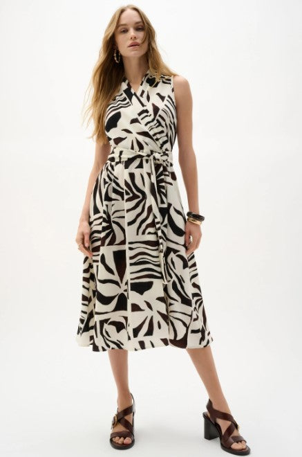 RIBKO DRESS GAUZE TROPICAL PRINT