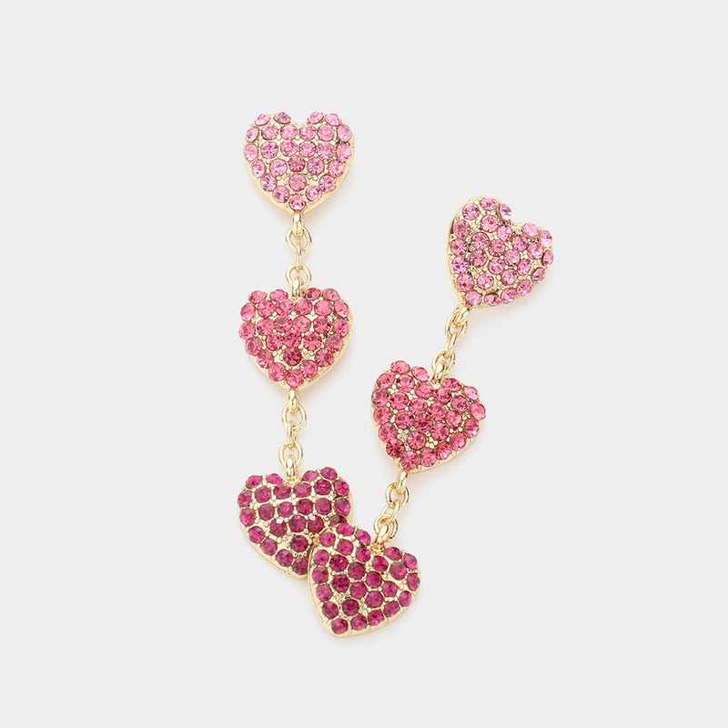 WONA EARRING 3 HEART PNK