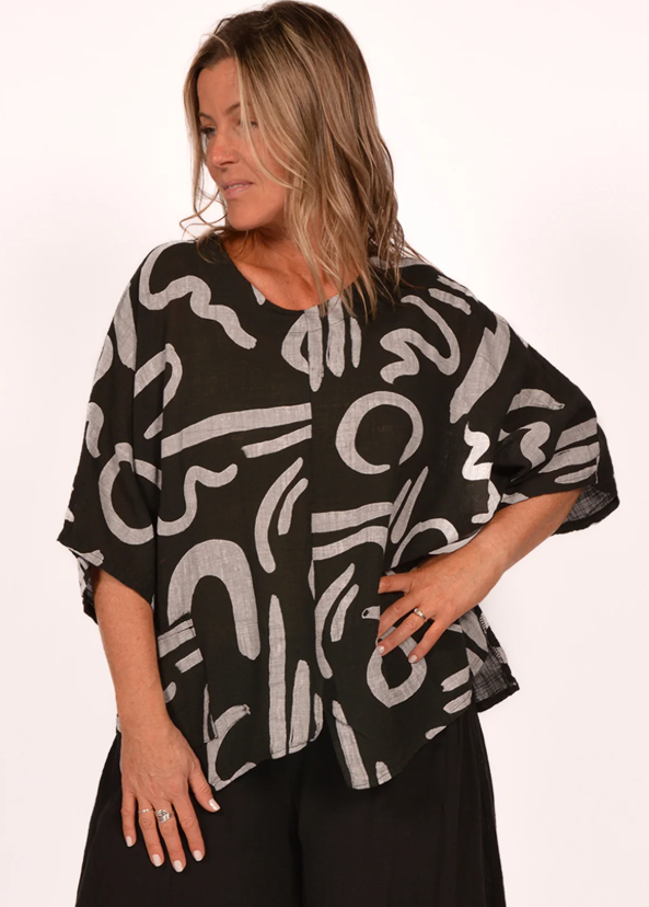 CATHERINE FACE PRINT ABSTRACT TOP