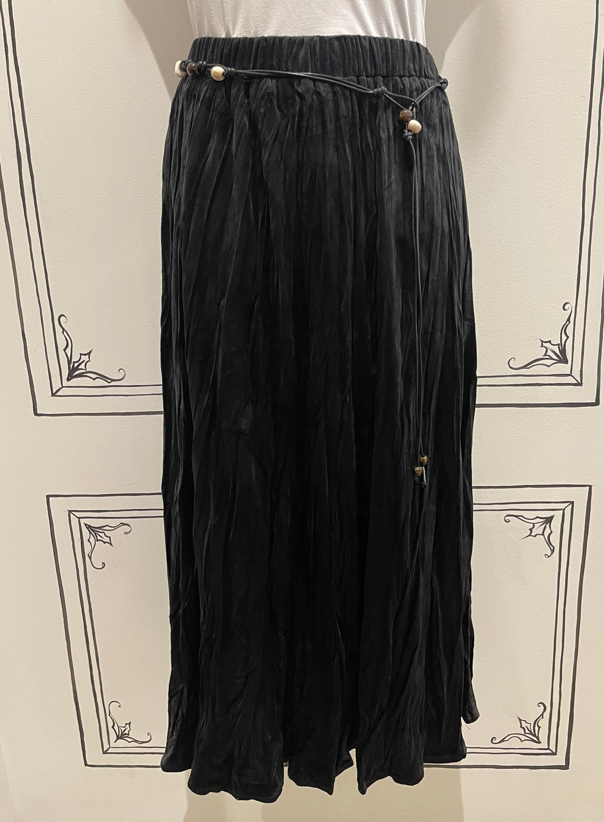ROL SKIRT CRINKLED VELVET MAXI W/BELT