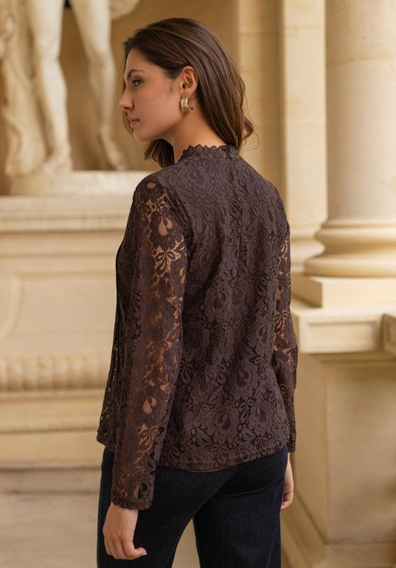 LACE BANDS LONG SLEEVE BLOUSE