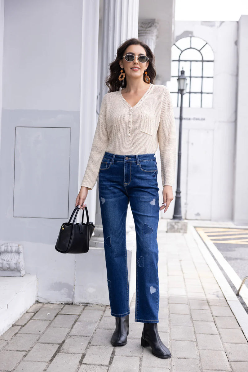 ORANGE DENIM HEARTS