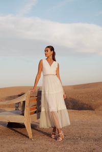 LONG PLUMETIS TULLE DRESS