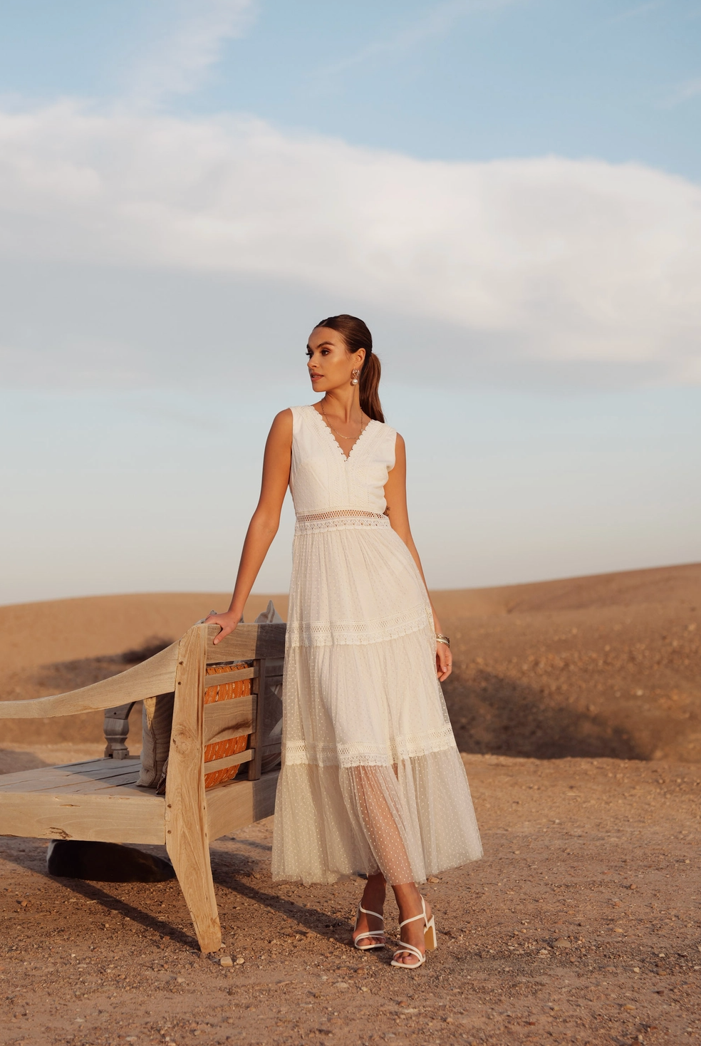 LONG PLUMETIS TULLE DRESS