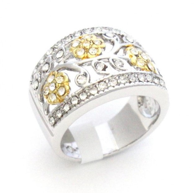 EVERSHINE RING WIDE BAND FLOWERS