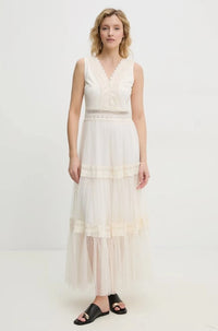 LONG PLUMETIS TULLE DRESS