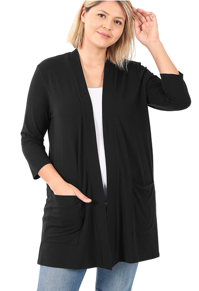 SLOUCHY OPEN FRONT WITH POCKET CARDIGAN