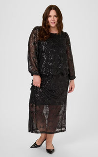 KAFFE CURVE DETAILED SEQUIN EMBELLISHMENT SKIRT
