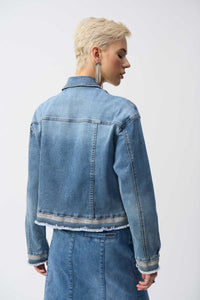 JOSEPH RIBKOFF JACKET DENIM STRETCH EMBROIDERED