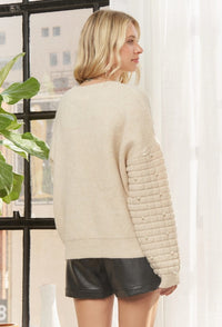 TEXTURED SWEATER WITH RIBBED CUFF