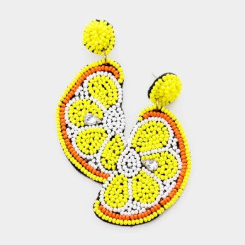 BEADED LEMON DANGLE EARRING
