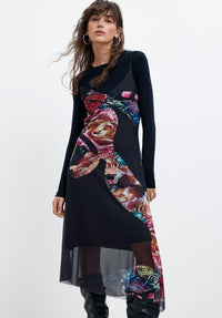 DESIGUAL ASYMMETRICAL LONG SLEEVED DRESS