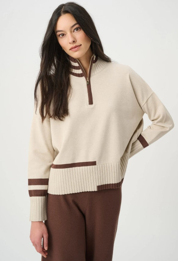 RIBKOFF SWEATER STRIPED MOCK NECK