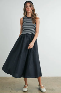 STRIPED SLEEVELESS MAXI DRESS