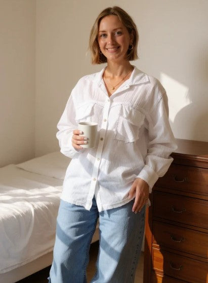 CATHERINE LINEN JKT/ SHIRT BTNS