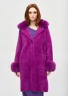 JOSEPH RIBKOFF COAT WITH FEATHER FAUX FUR COLLAR