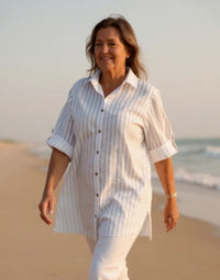 CATH TOP STRIPE BUTTON DOWN