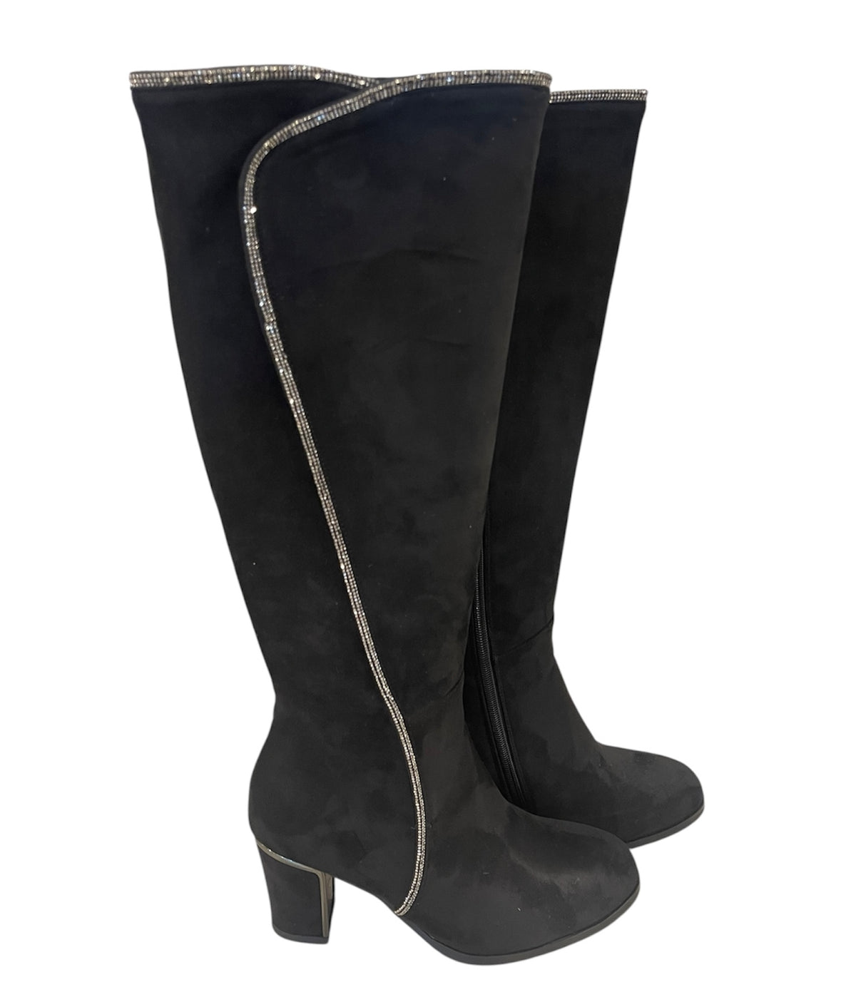 TAXI BOOT SUEDE HEEL W/RHINE STRIPE