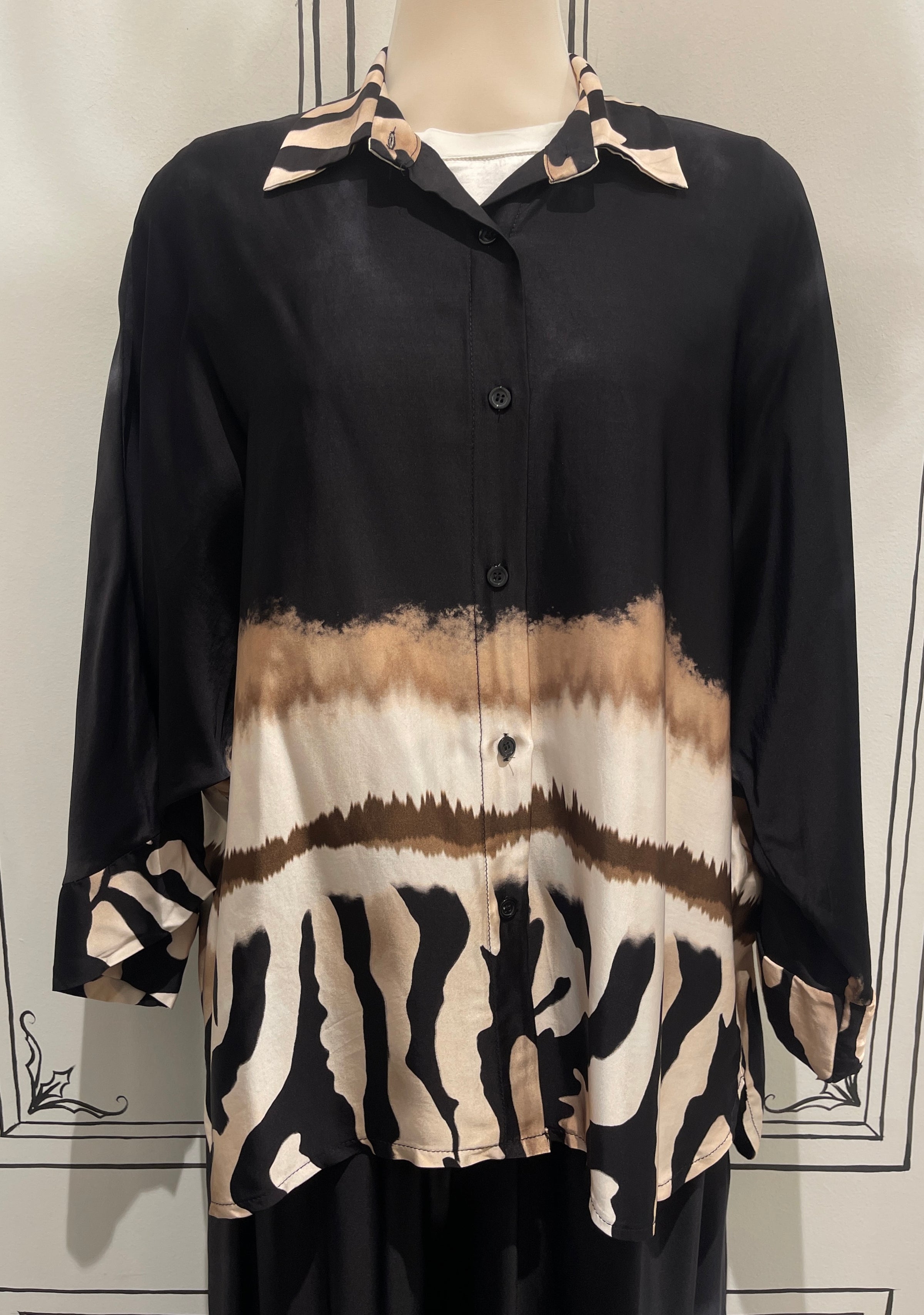 2 PIECE SET - 3/4 SLEEVE BUTTON UP WITH PULL ON PANTS