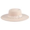 JEN & CO. VEGAN LEATHER BRAIDED TRIM FEDORA