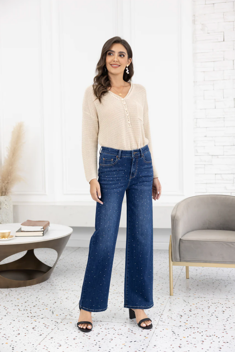 ORANGE DENIM RHINESTONE