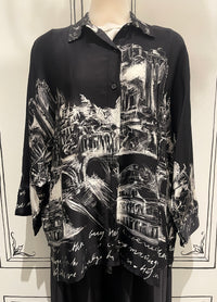 2 PIECE SET - 3/4 SLEEVE BUTTON UP WITH PULL ON PANTS