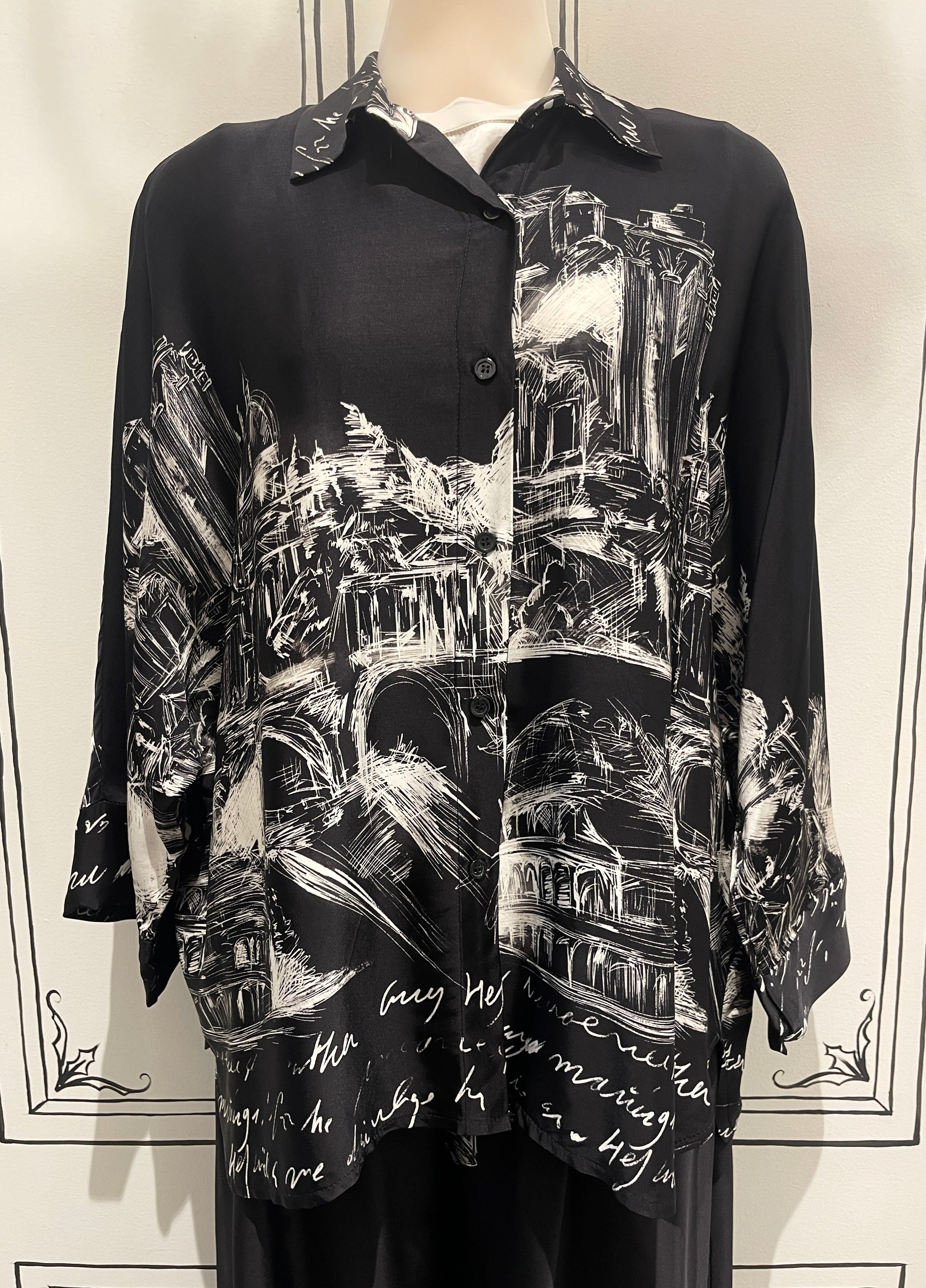 2 PIECE SET - 3/4 SLEEVE BUTTON UP WITH PULL ON PANTS