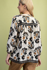 GIGIO BLOUSE FLORAL PRINT 3/4 SLV