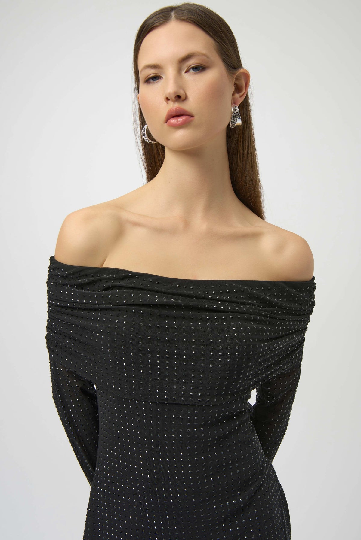 RIBKO DRESS OFF SHLDR STUDS