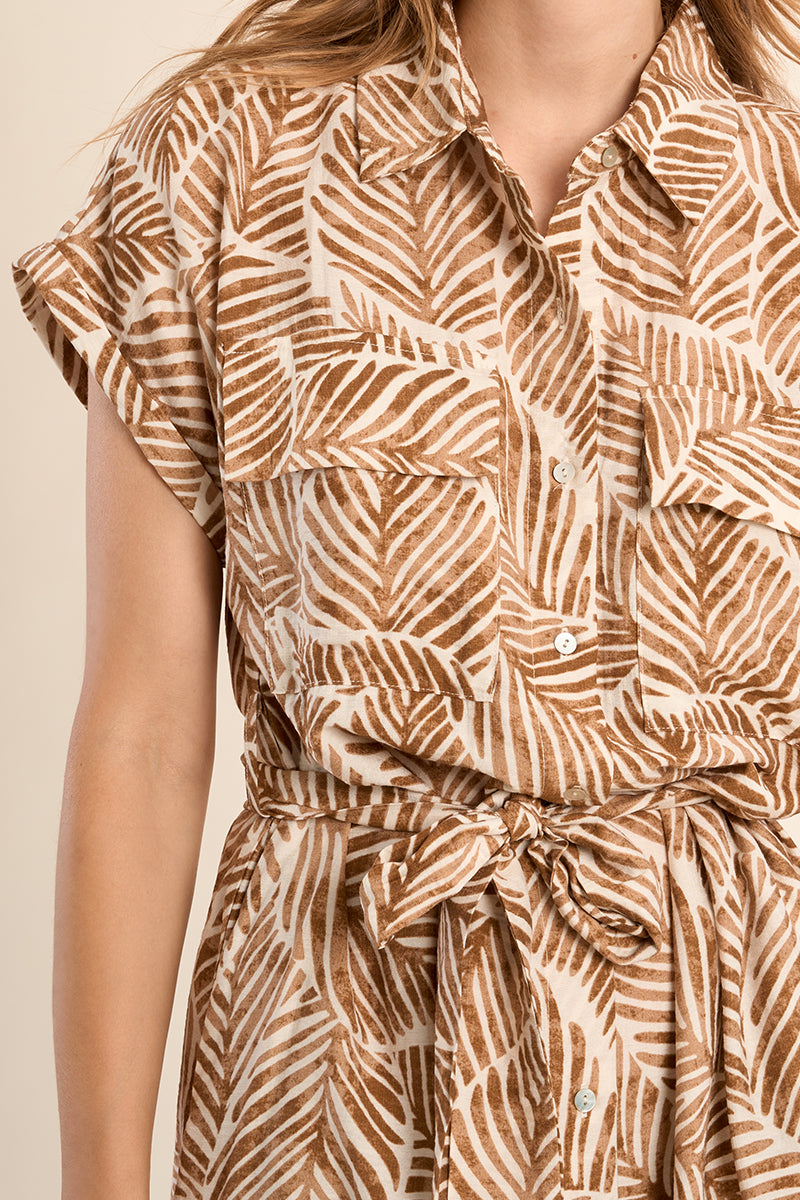 MOLLY DRESS SHORT BELTED BUTTON UP COLLAR