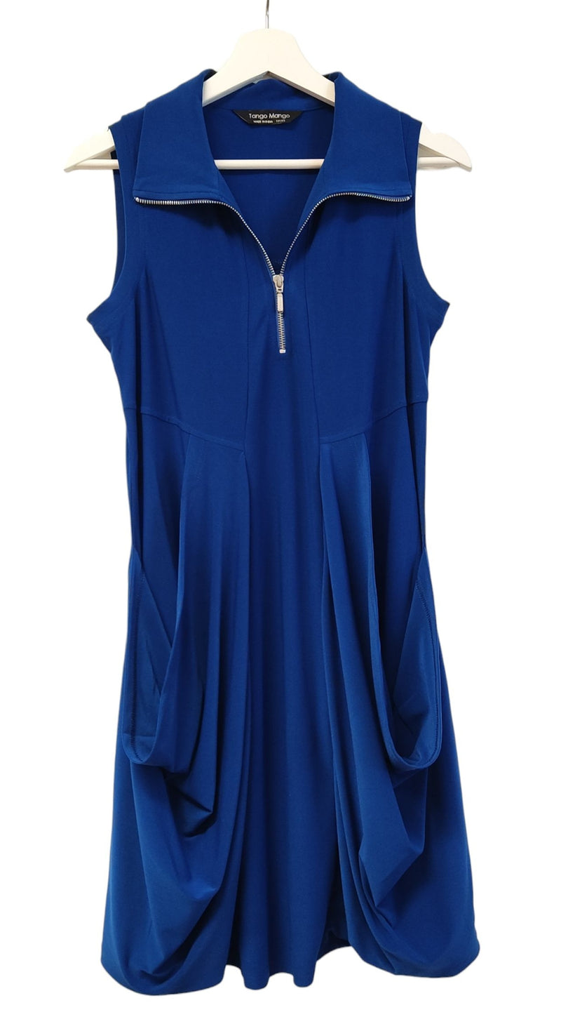 SLEEVELESS COLLAR ZIP DRESS