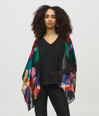 JOSEPH RIBKOFF CHIFFON ABSTRACT PRINT BLOUSE