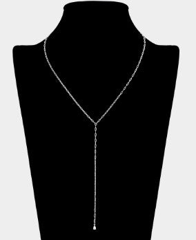 BRASS METAL Y TEARDROP NECKLACE