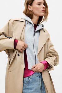 DESIGUAL LAPEL COLLAR TRENCH COAT WITH HOODIE