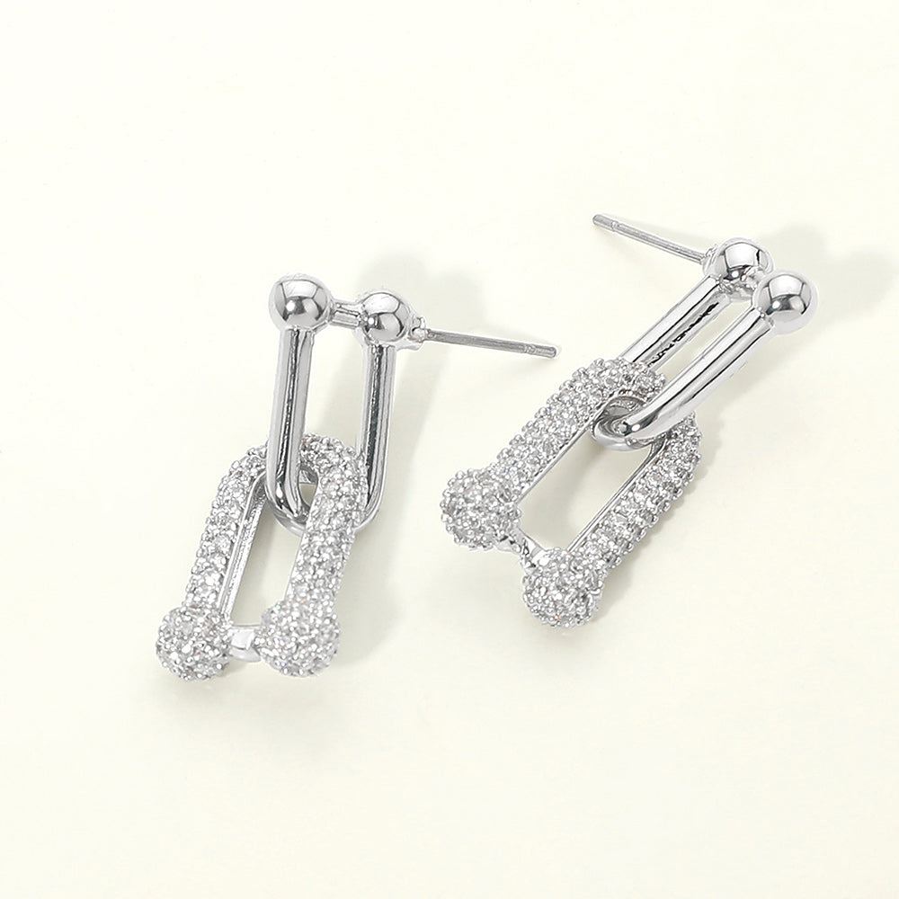 WON EARRING LINK PAVE CZ