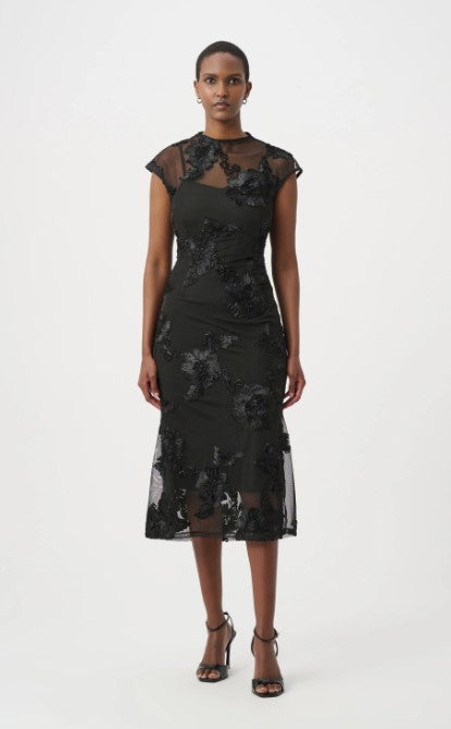 RIBKOFF DRESS EMBELLISHED TRUMPET