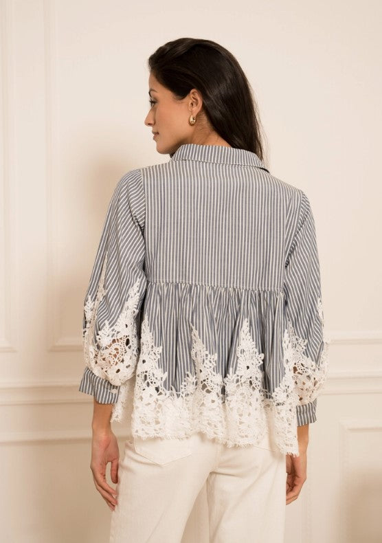 COTTON GUIPURE LACE TOP