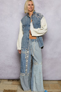 POL PANTS DENIM MIX WIDE